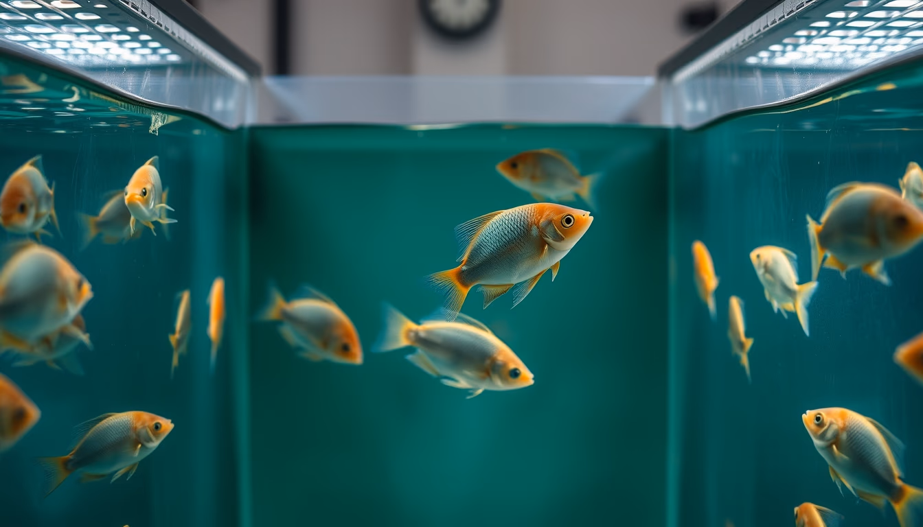 tilapia tanks indoor in editorial style