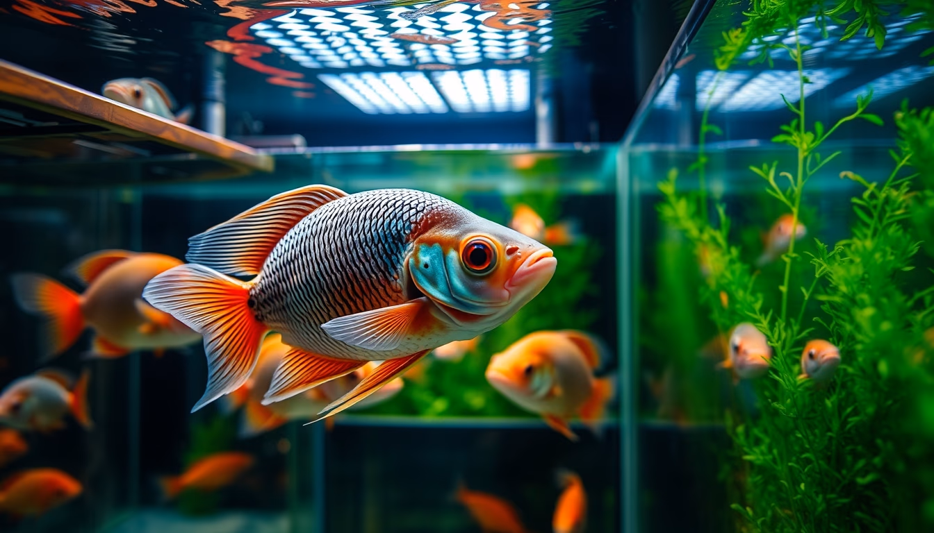 tilapia tanks indoor in editorial style