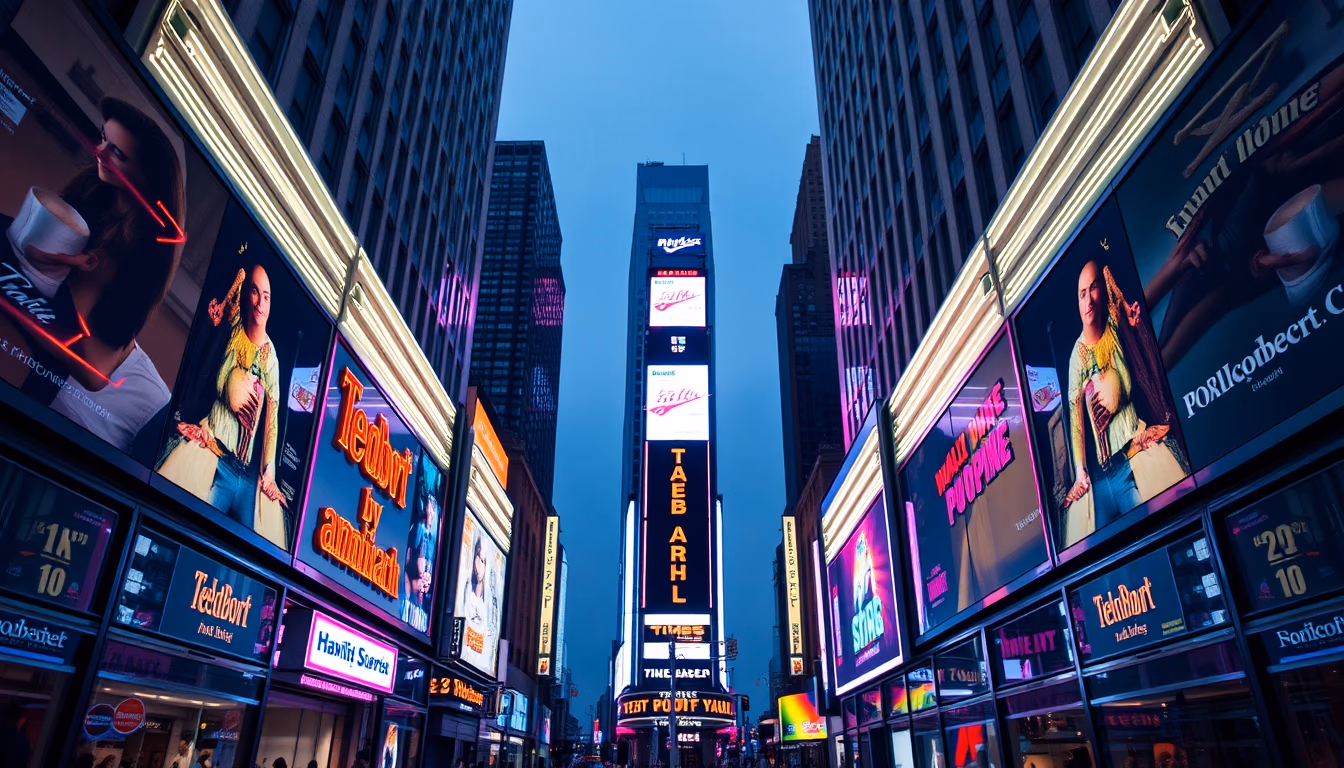 times square neon in editorial style