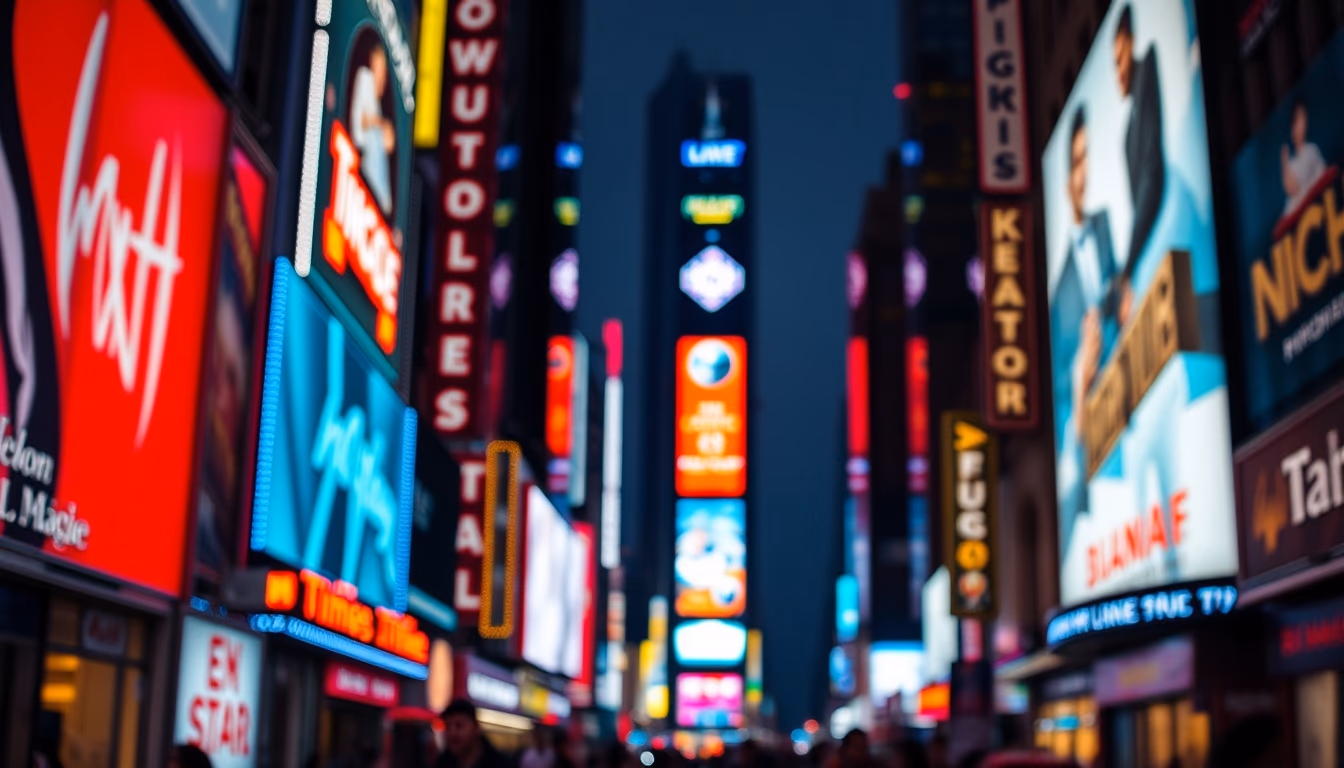 times square neon in editorial style