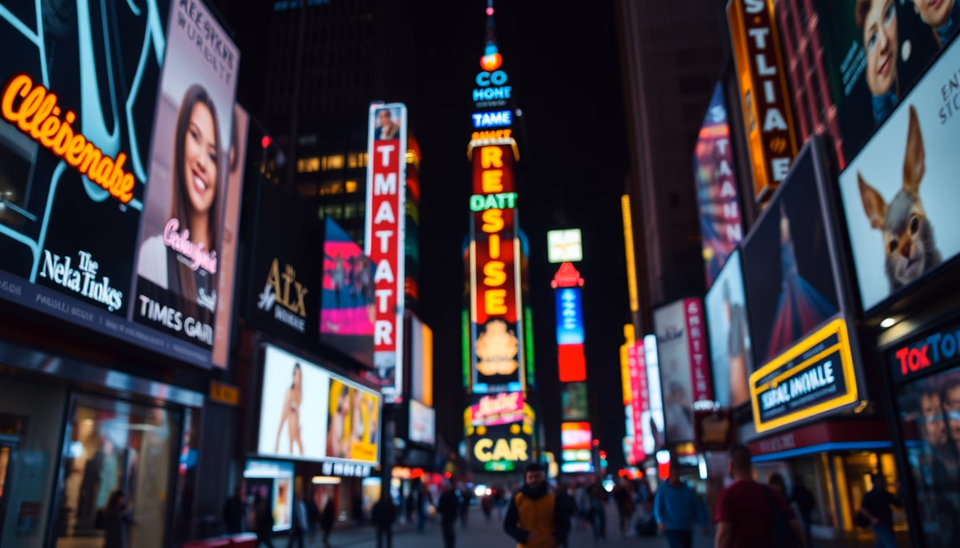 times square neon in editorial style