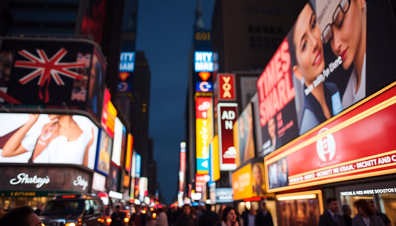 times square neon in editorial style