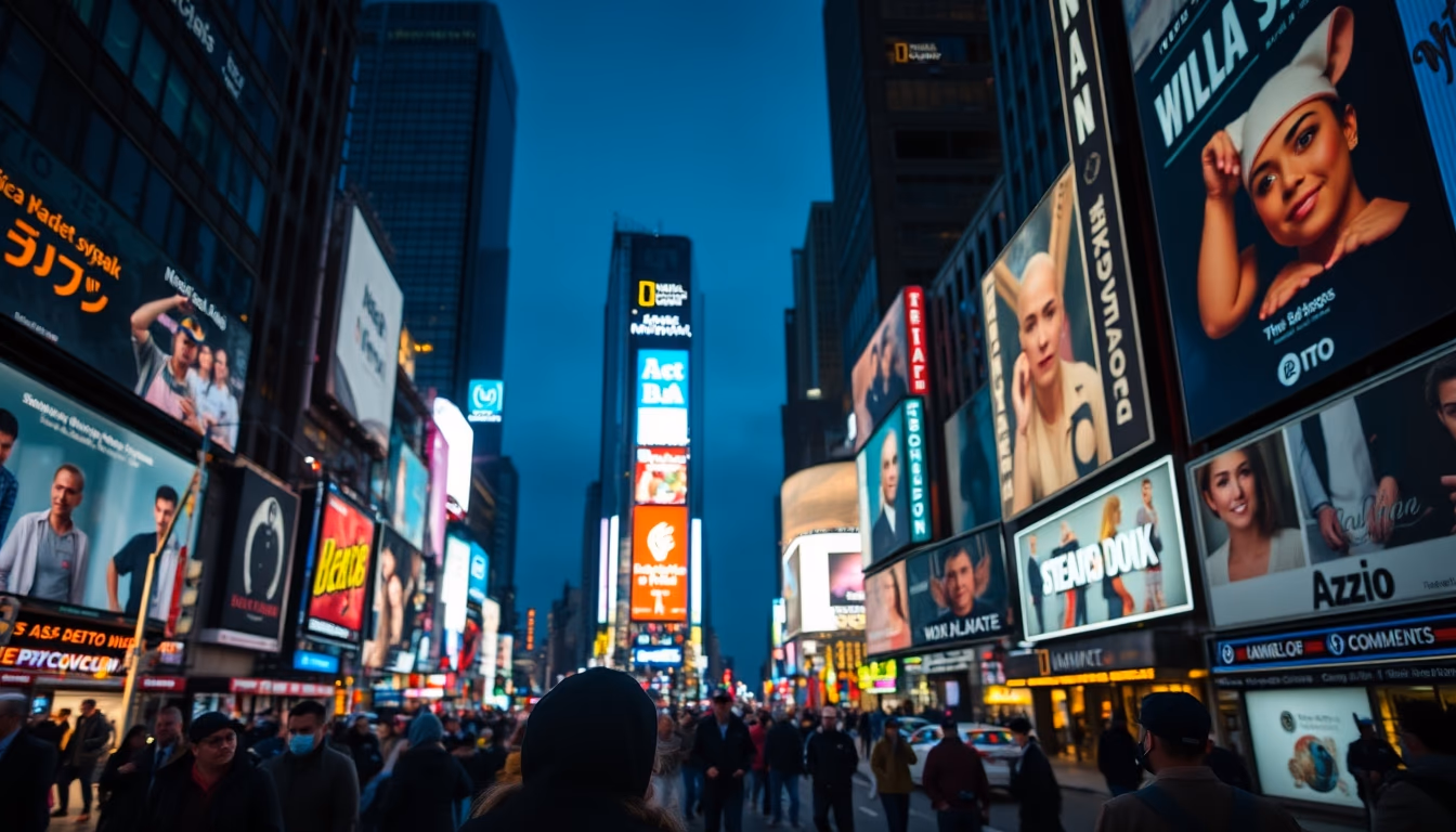 times square neon in editorial style