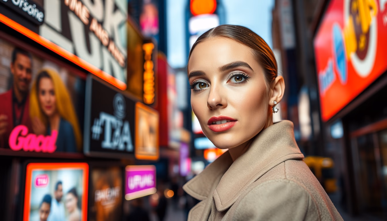 times square neon in editorial style