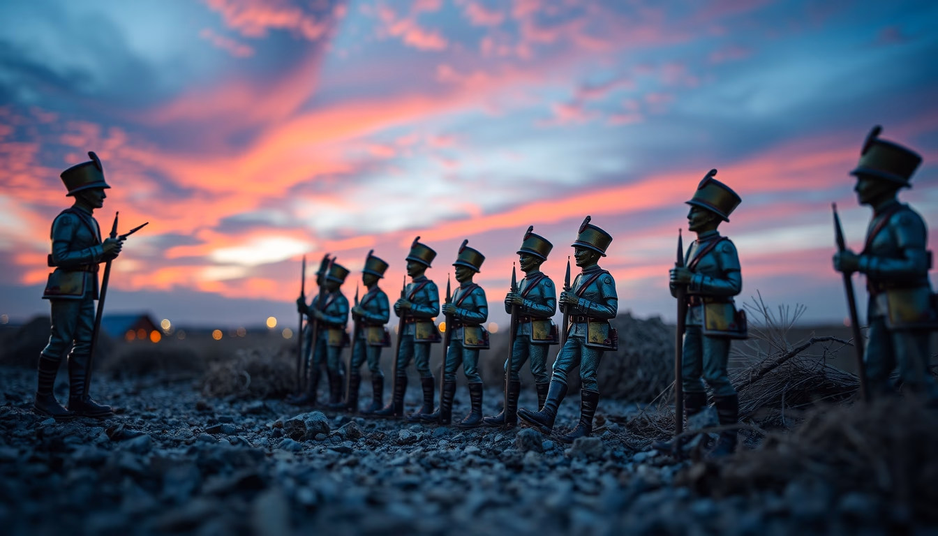 tin soldier set in editorial style