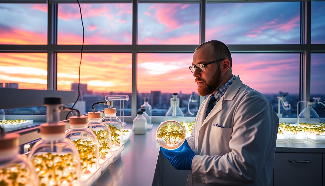 tissue culture biology lab in editorial style