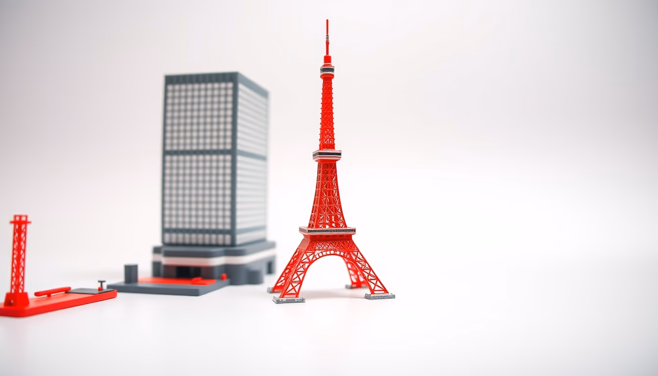 tokyo tower red in editorial style