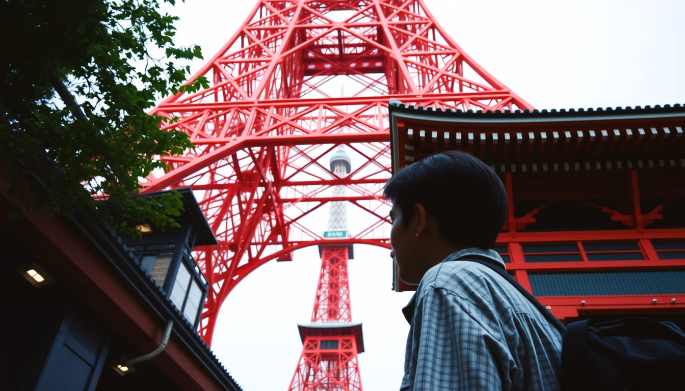 tokyo tower red in editorial style