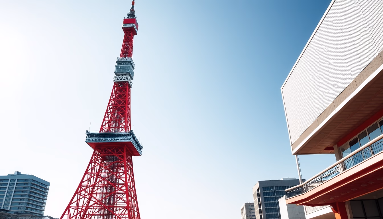 tokyo tower red in editorial style