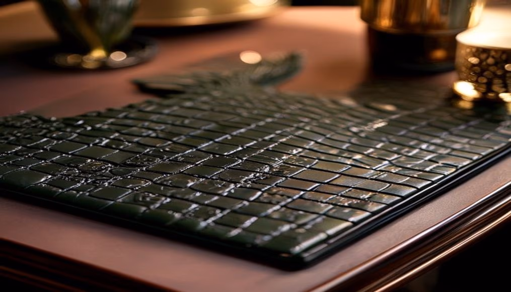 tom ford crocodile desk pad in luxury editorial photography
