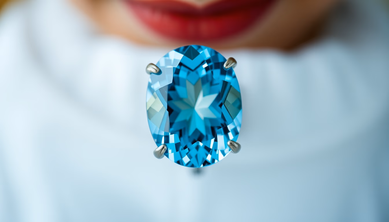topaz blue gemstone in editorial style