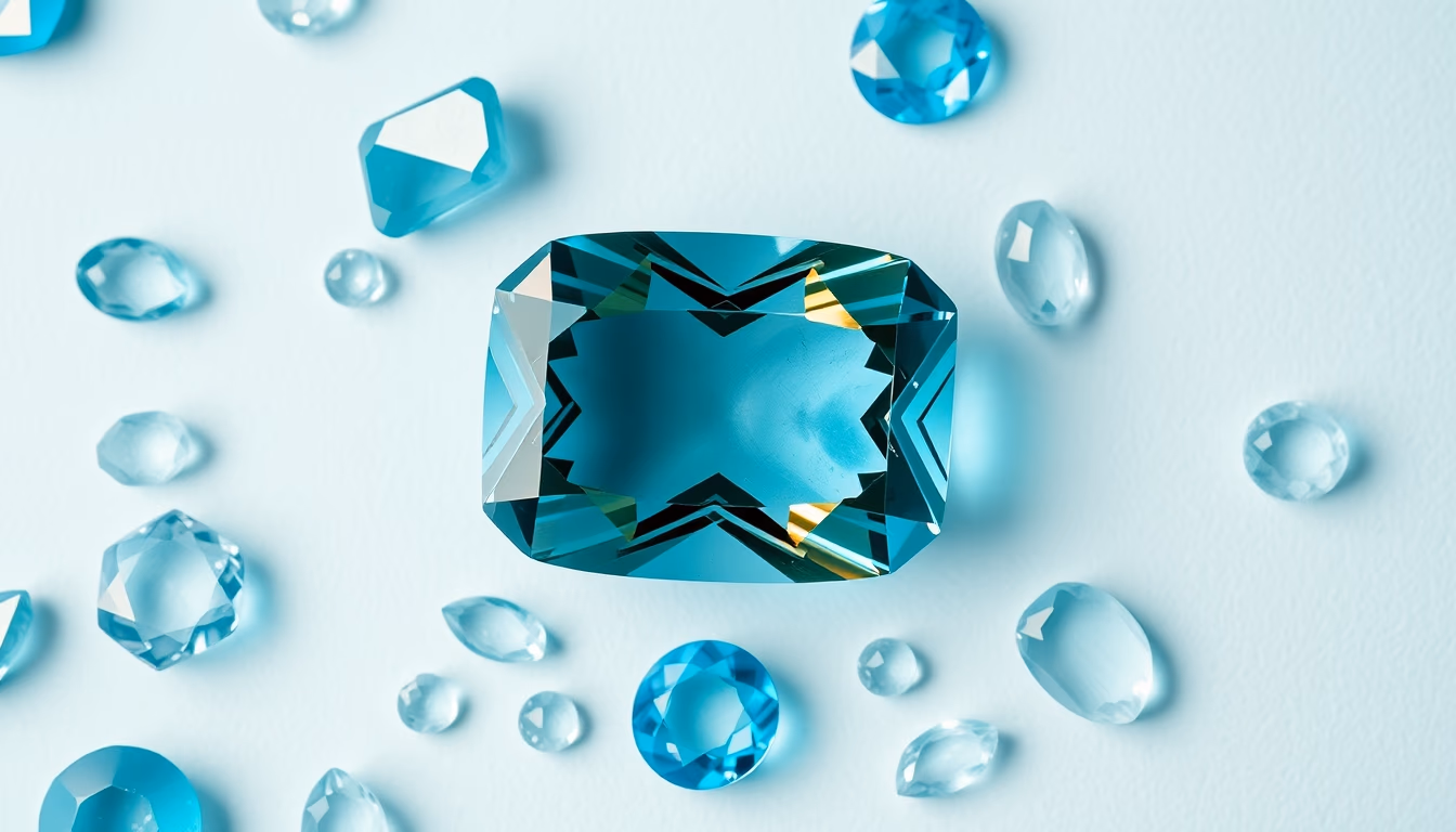 topaz blue gemstone in editorial style