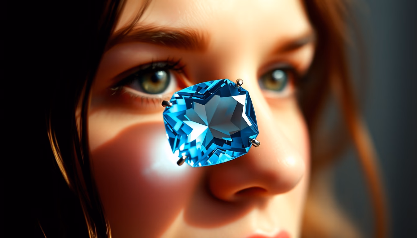 topaz blue gemstone in editorial style