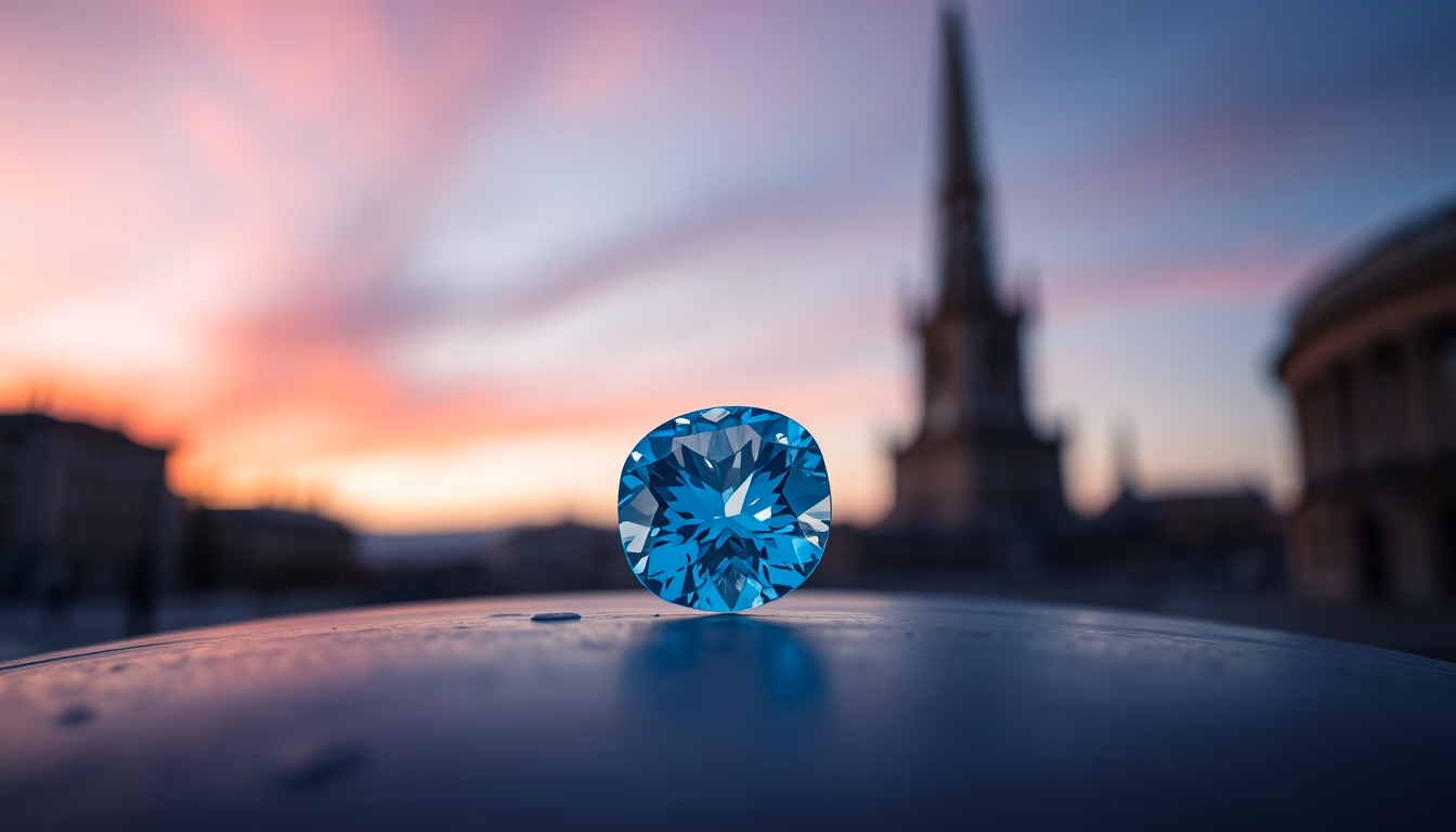 topaz blue gemstone in editorial style