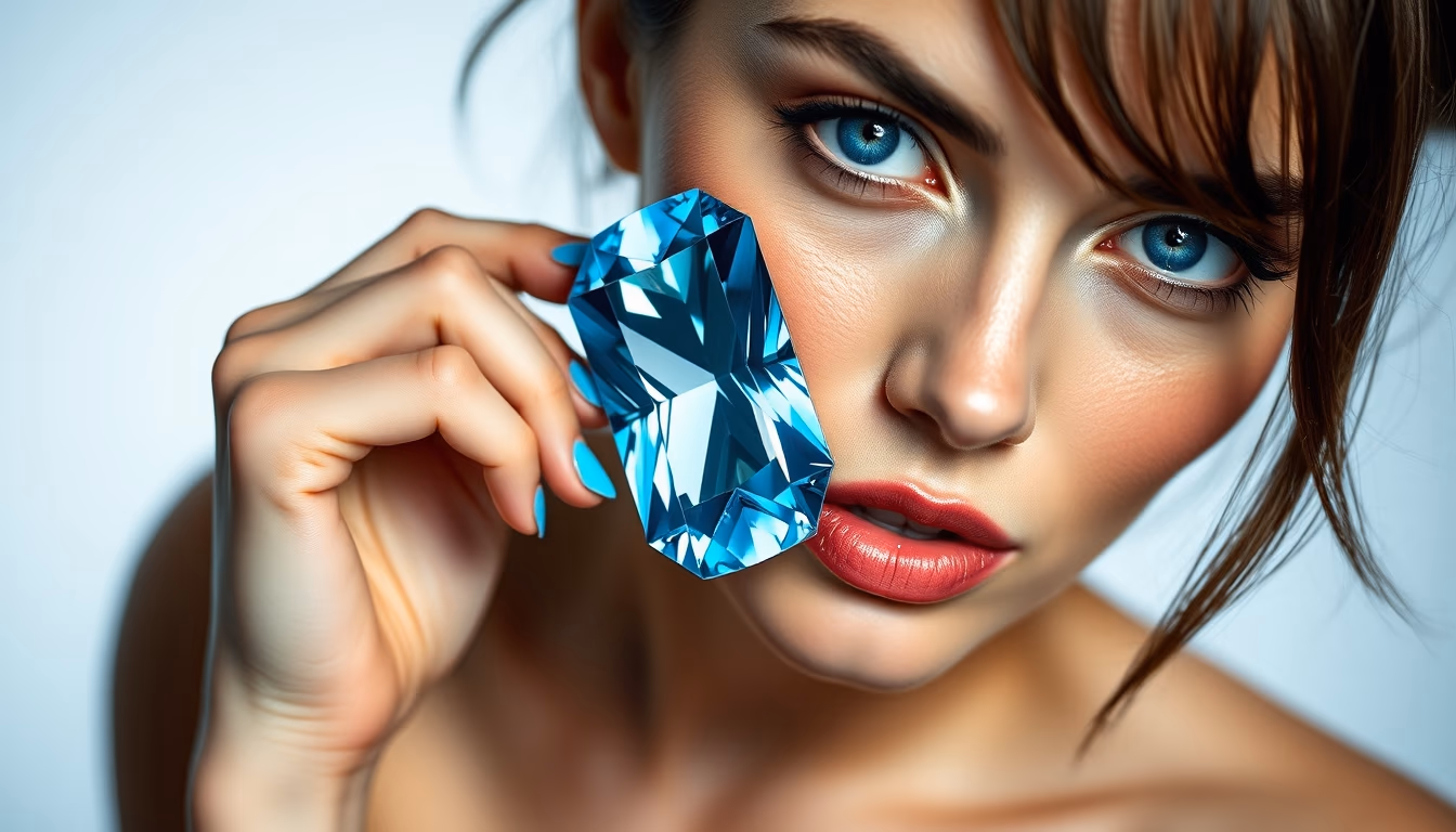 topaz blue gemstone in editorial style