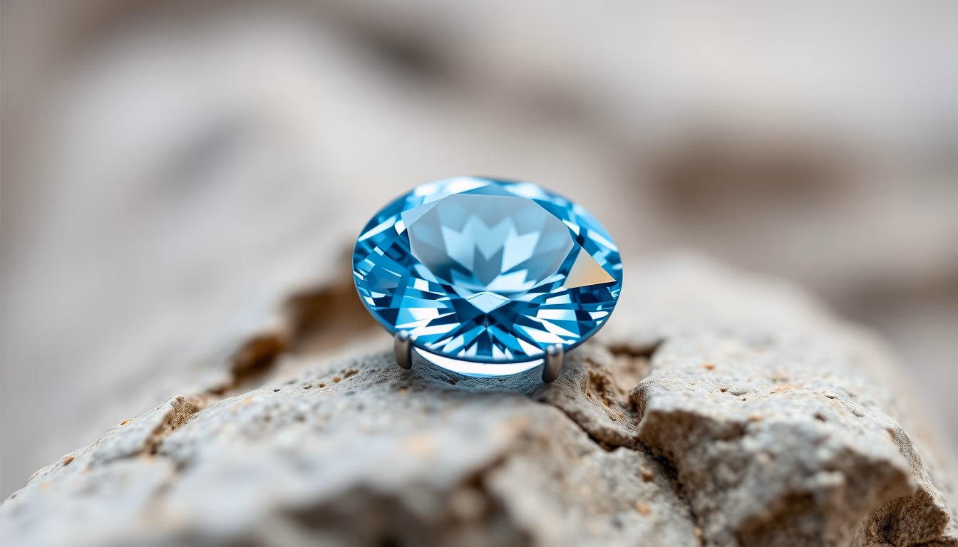 topaz blue gemstone in editorial style
