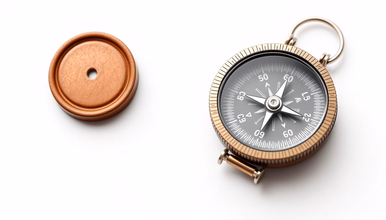 topographic map compass in editorial style