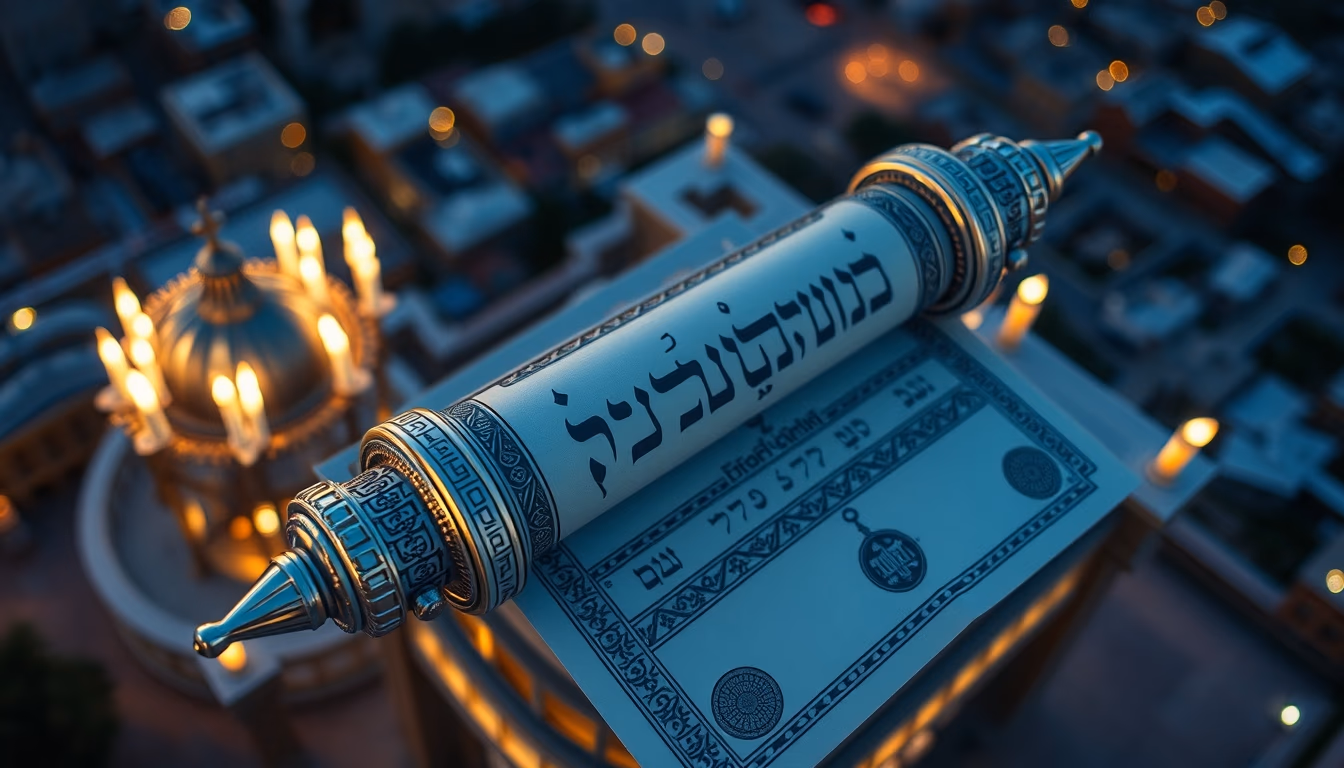 torah scroll silver casing in editorial style