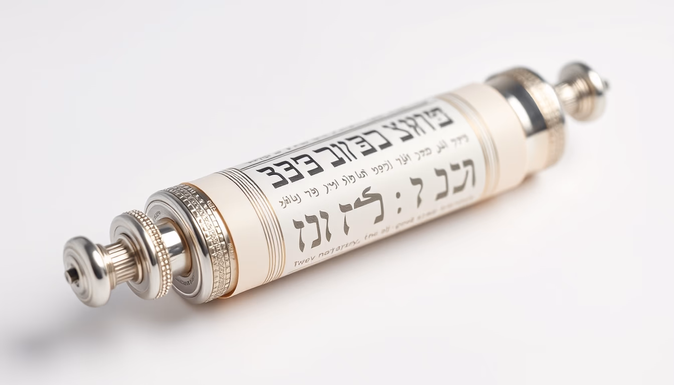 torah scroll silver casing in editorial style