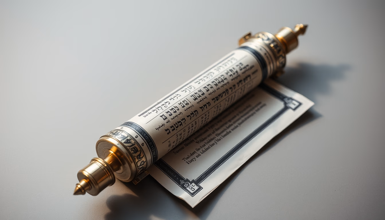 torah scroll silver casing in editorial style