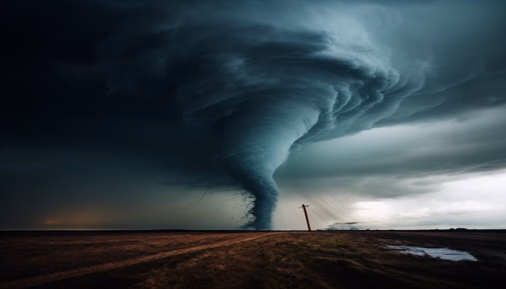 tornado supercell storm in editorial style