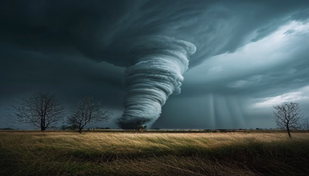 tornado supercell storm in editorial style