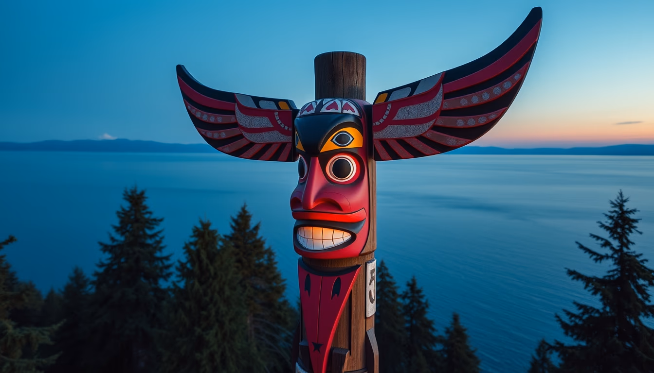 totem pole pacific northwest in editorial style