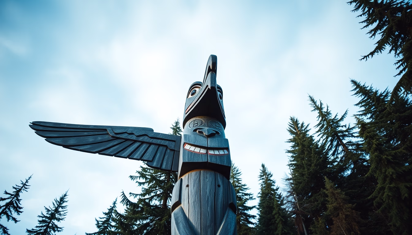 totem pole pacific northwest in editorial style