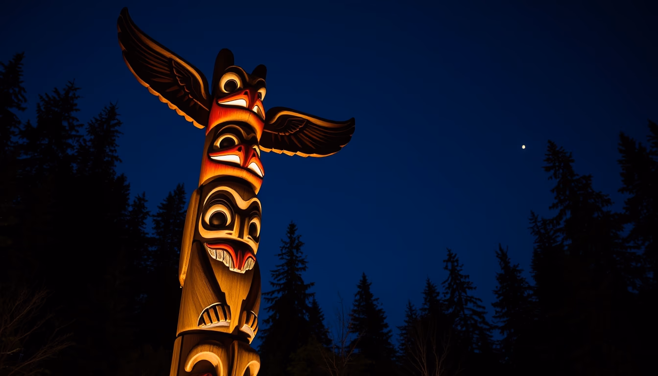 totem pole pacific northwest in editorial style
