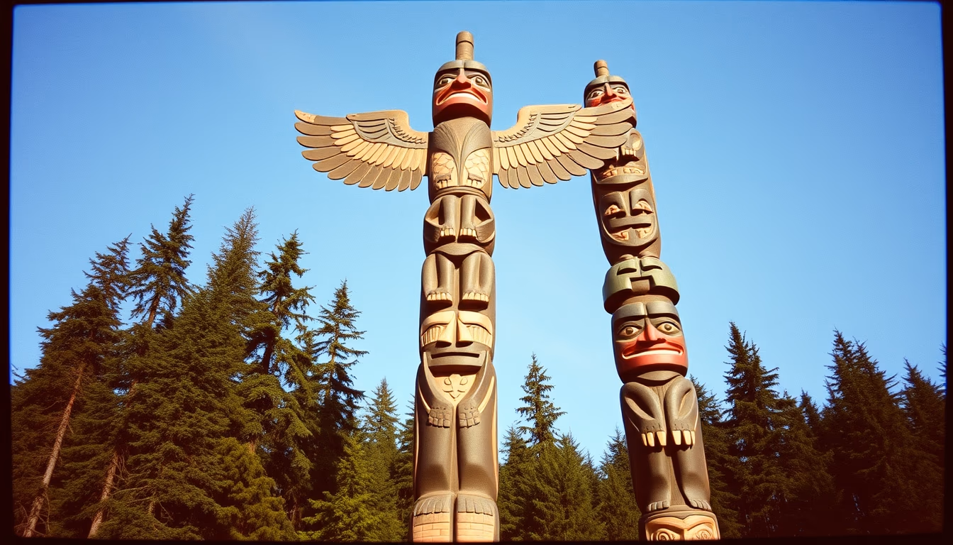 totem pole pacific northwest in editorial style