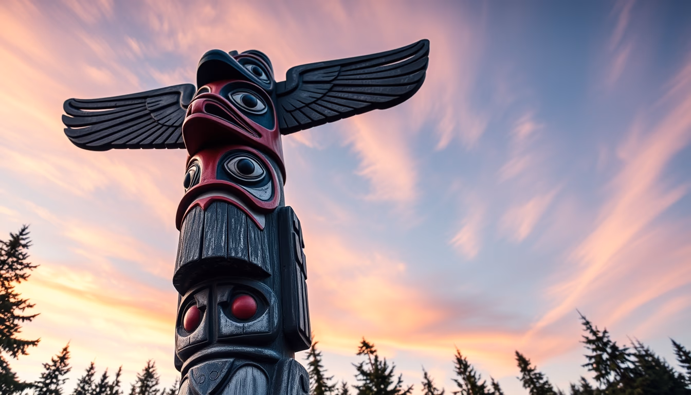 totem pole pacific northwest in editorial style