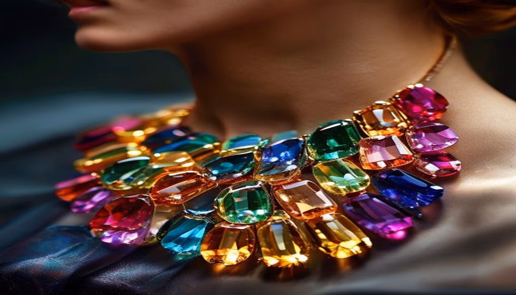 tourmaline collier rainbow in luxury editorial photography