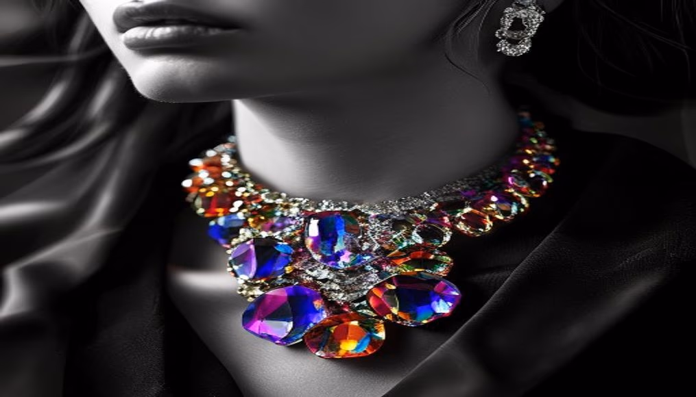 tourmaline collier rainbow in luxury editorial photography