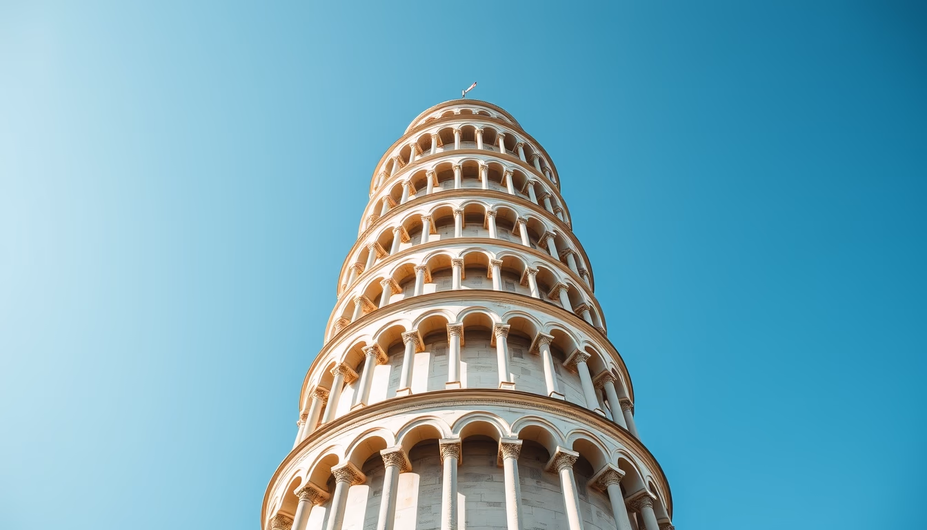 tower of pisa lean in editorial style