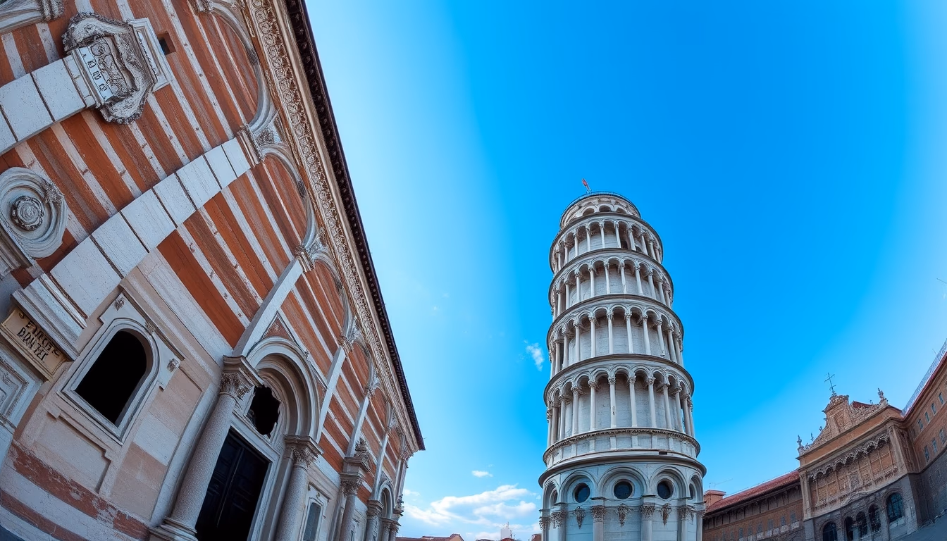 tower of pisa lean in editorial style