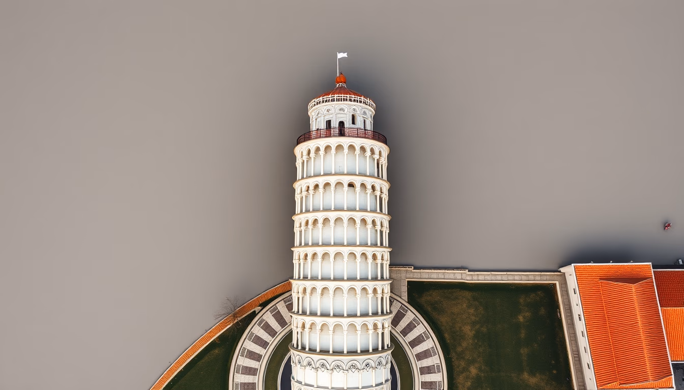 tower of pisa lean in editorial style