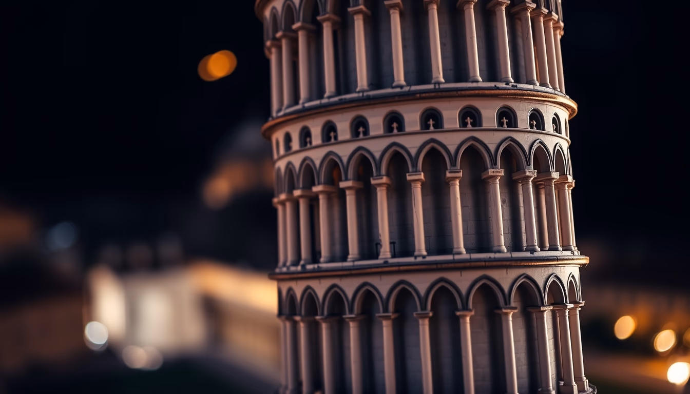 tower of pisa lean in editorial style