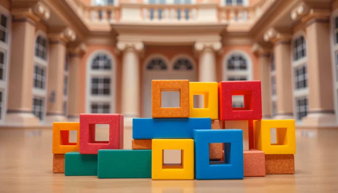 toy blocks colorful in editorial style