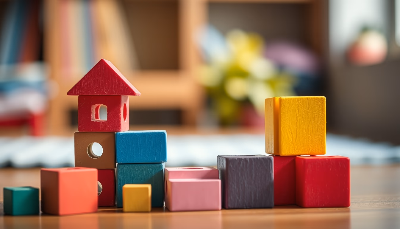 toy blocks colorful in editorial style