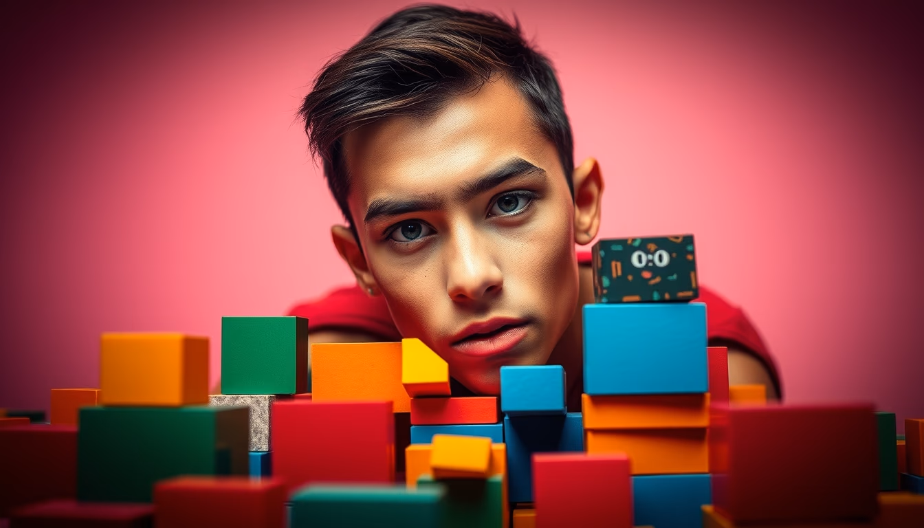 toy blocks colorful in editorial style