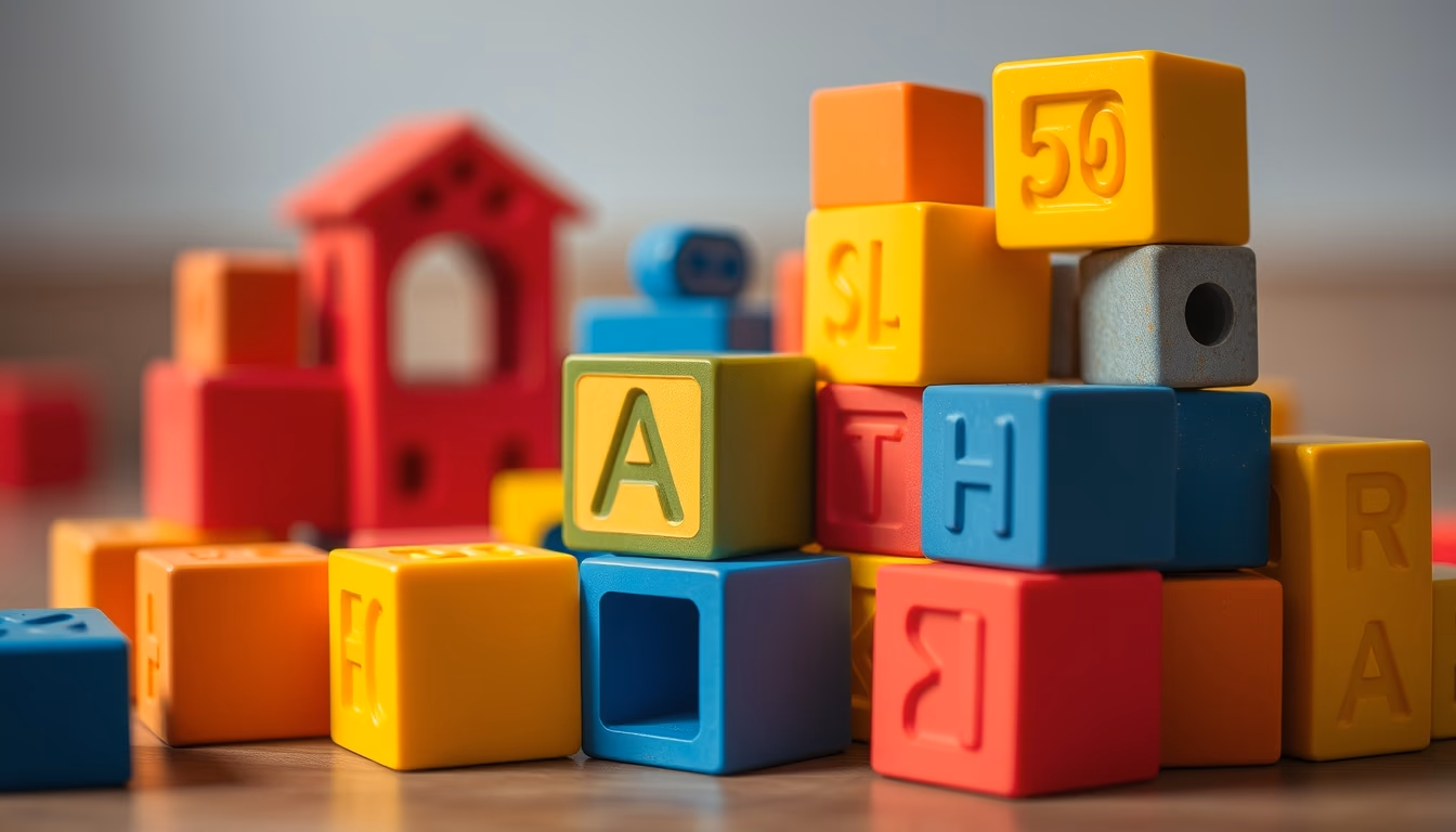 toy blocks colorful in editorial style