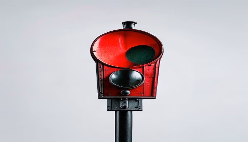 train signal semaphore in editorial style