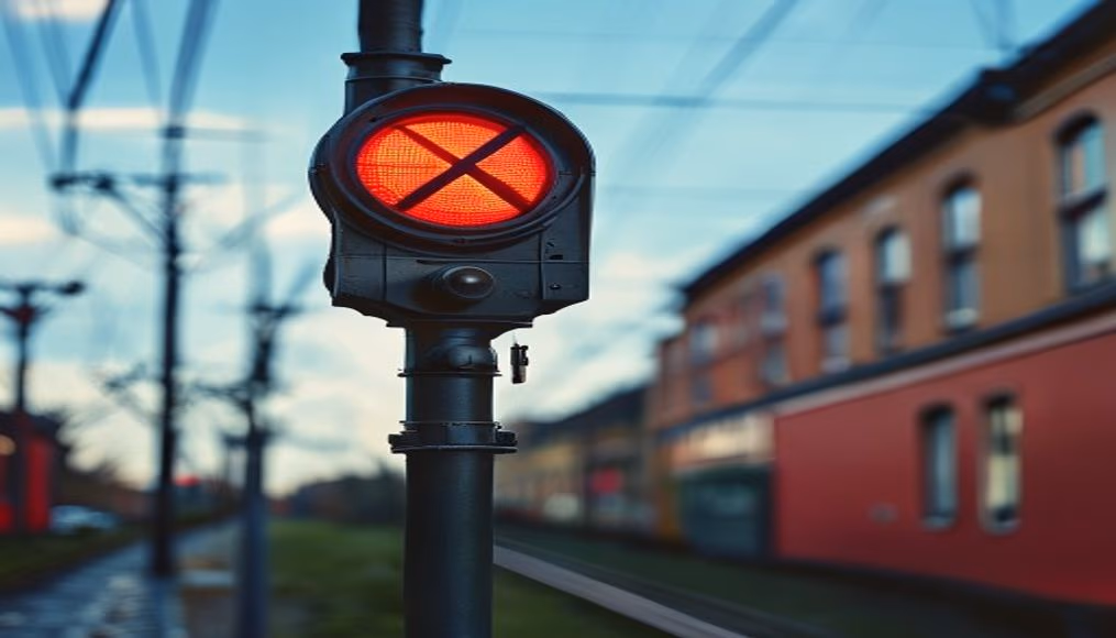 train signal semaphore in editorial style