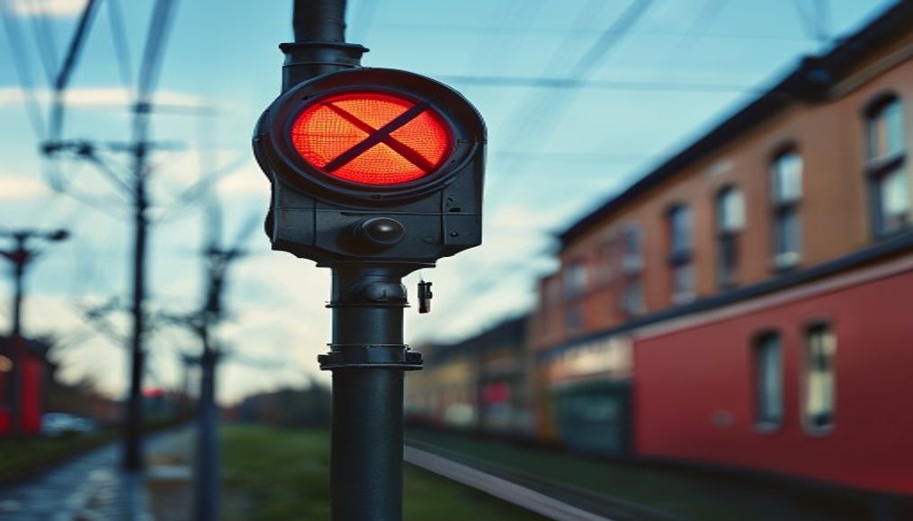 train signal semaphore in editorial style