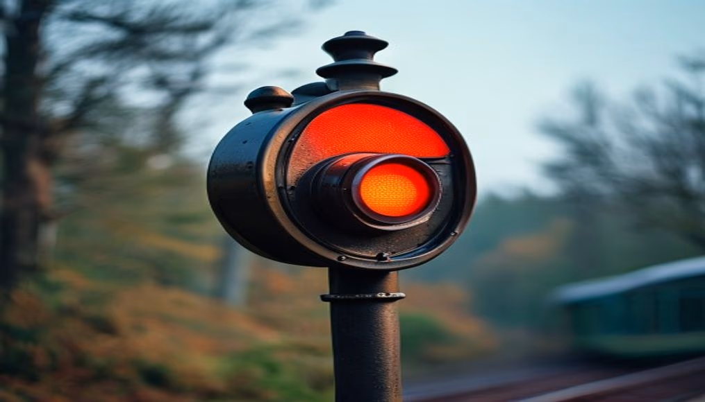 train signal semaphore in editorial style