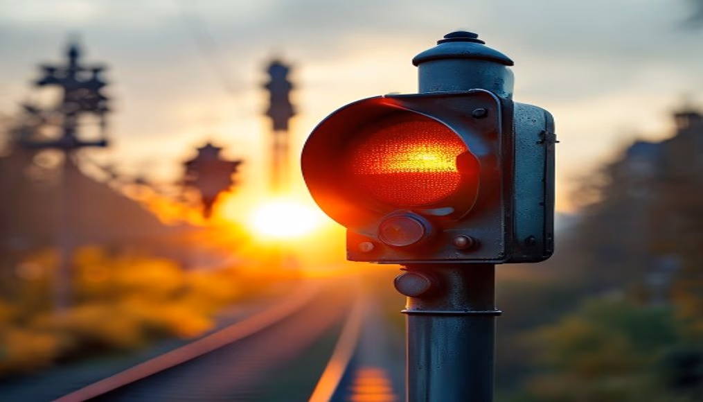 train signal semaphore in editorial style