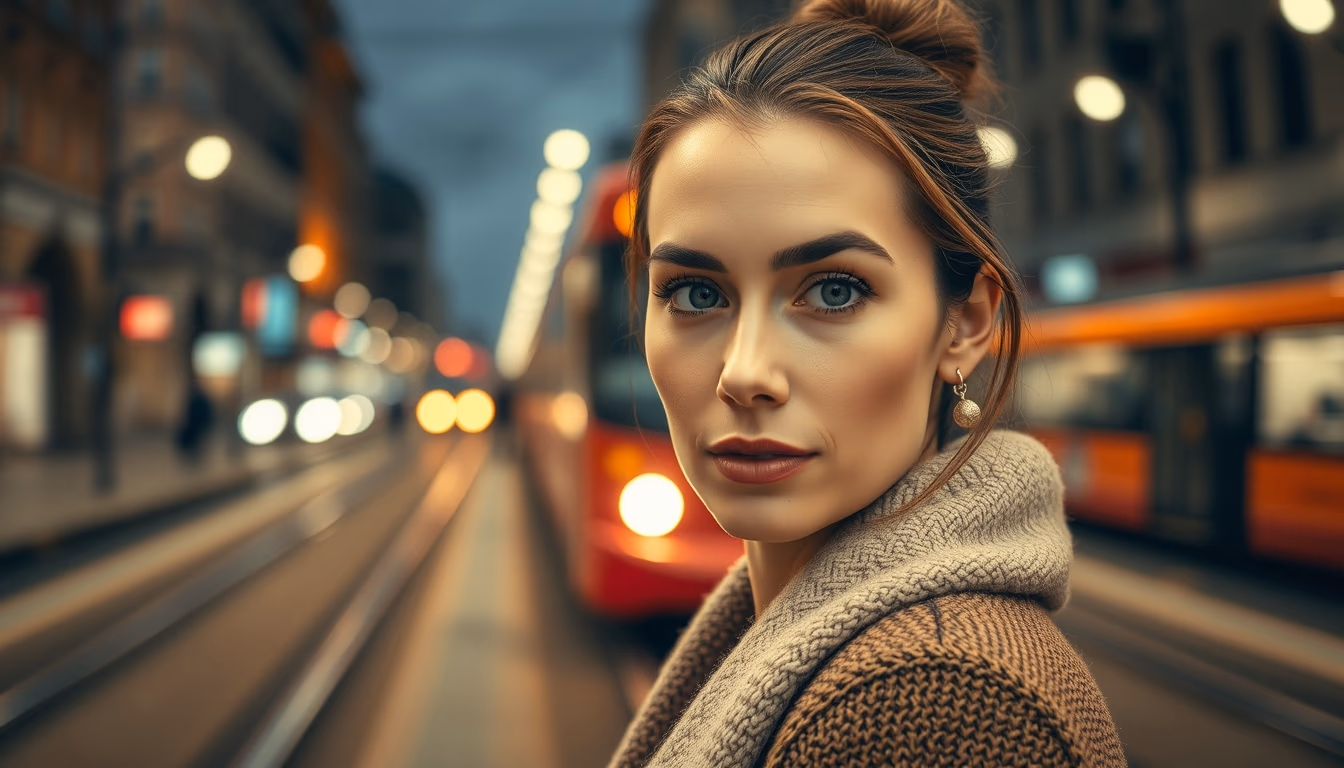 tram rails city in editorial style