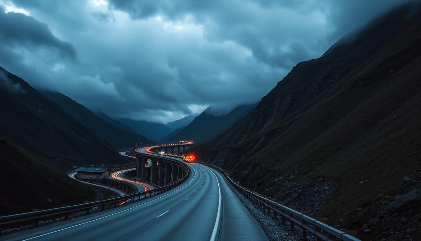 transfagarasan romania in editorial style