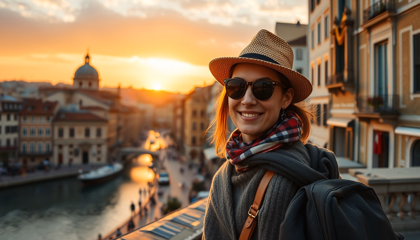 travel postcards europe in editorial style