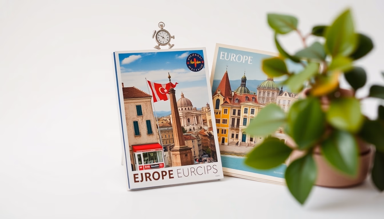 travel postcards europe in editorial style